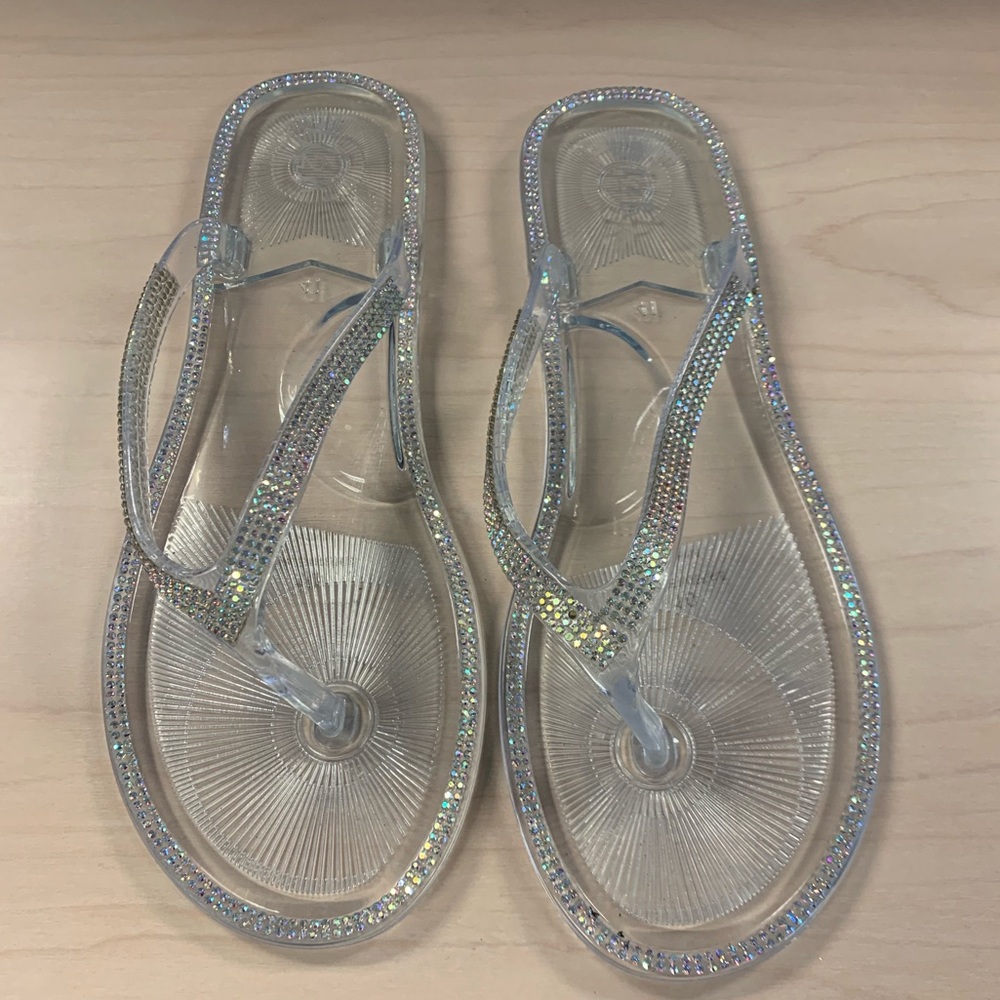 Clear AB Rhinestone Jelly Sandals size 41/10